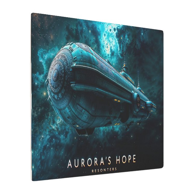 Aurora's Hope, Cosmic Journey by Xzendor7 Metal Print (Angled)