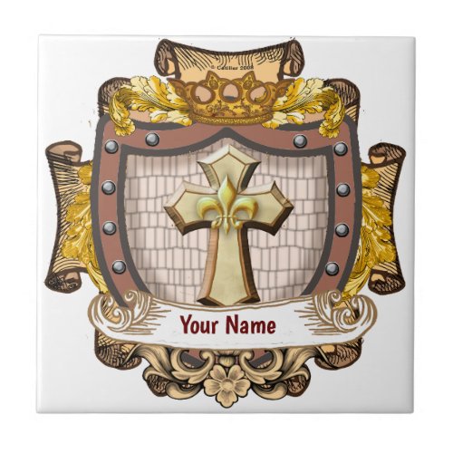 Aurum Family Crest Surname Ceramic Tile