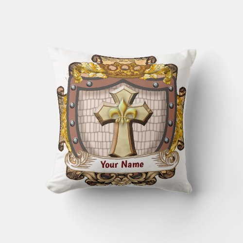 Aurum Family Crest Surname Throw Pillow