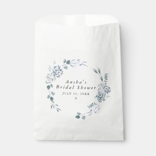 AUSHA Dusty Blue Floral Boy Baby Shower Favor Bag