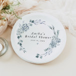 AUSHA Dusty Blue Floral Boy Baby Shower Paper Plates<br><div class="desc">This bridal shower paper plate features elegant dusty blue and white florals and an elegant minimalist font. It is perfect for any simple and classic event.</div>