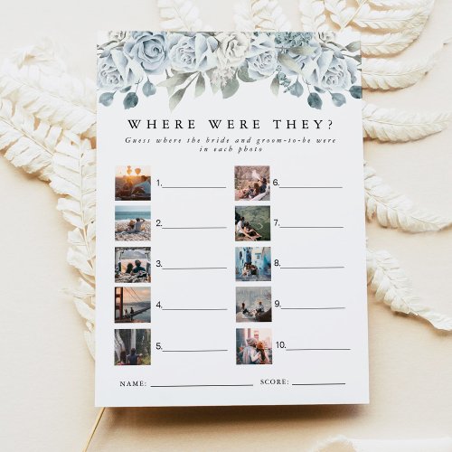 AUSHA Dusty Blue Where Were They Bridal Game Card