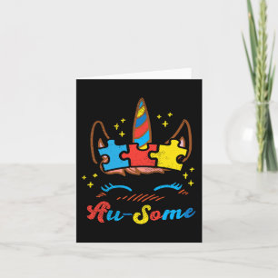 Ausome Unicorn Face Puzzle Autism Awareness ASL Gi Card