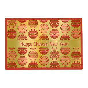Auspicious Accents on Golden Background Placemat