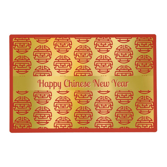 Auspicious Accents on Golden Background Placemat (Front)