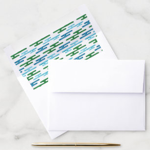 Auspicious Cloud Bands in Green and Aqua Envelope Liner