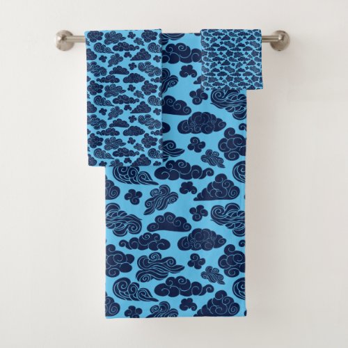 Auspicious Clouds Chinese Pattern Choose Color BTS Bath Towel Set