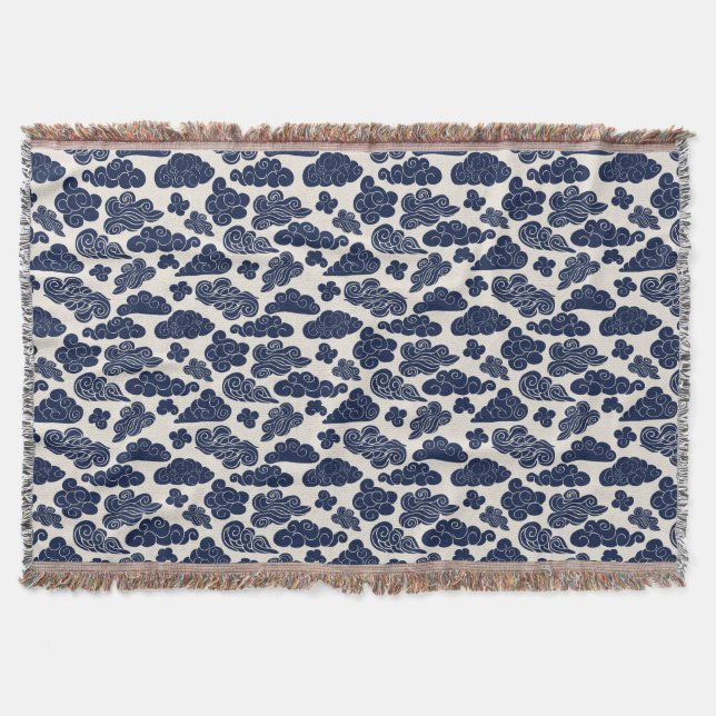 Auspicious Clouds Traditional Chinese Pattern TB Throw Blanket (Front)