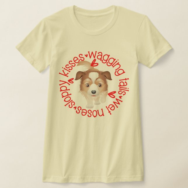 Ausralian Shepherd,  Sloppy Kisses B&C T-Shirt (Laydown)