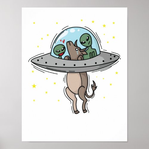 Auerirdischen Alien klauen eine Kuh mit Ufo Poster
