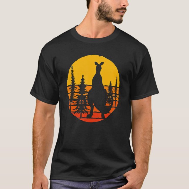 Aussie Animal Kangaroo  Retro Forest Trees Kangaro T-Shirt (Front)