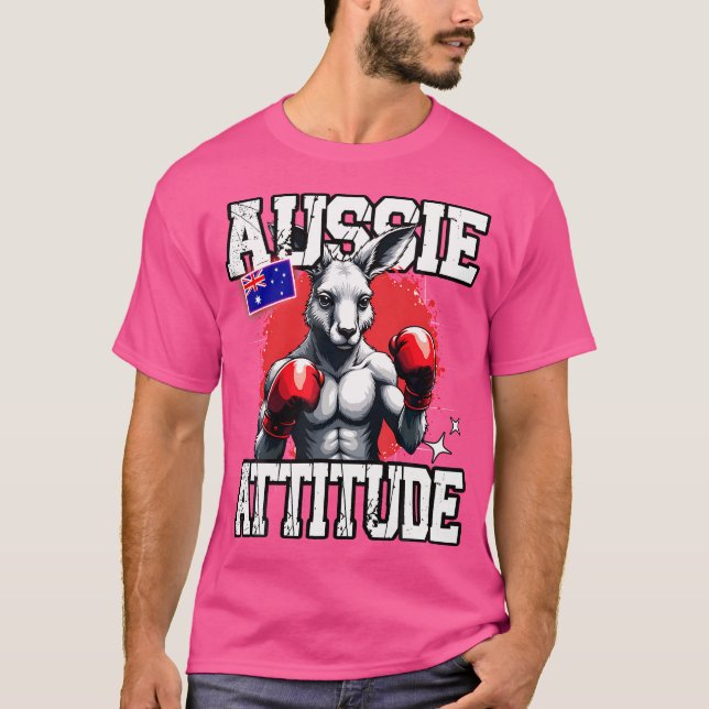 Aussie Attitude Funny Kangaroo Boxing Australia Bo T-Shirt (Front)