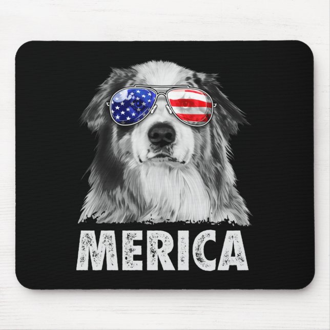 Aussie australian shepherd 4th of july merica mouse pad (Front)
