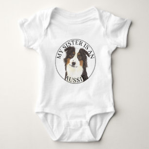 Aussie Australian Shepherd Big Sister Baby Bodysuit