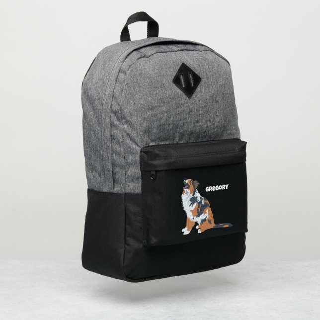 Aussie Australian Shepherd Dog Personalized Port Authority® Backpack (Left Corner)
