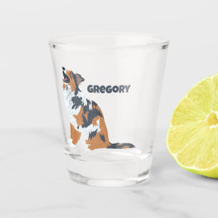 Aussie Australian Shepherd Dog Personalized Shot Glass