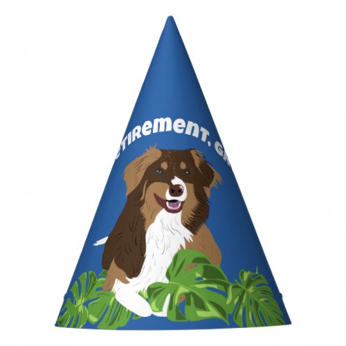 Aussie Australian Shepherd Dog Tropical Leaves Party Hat