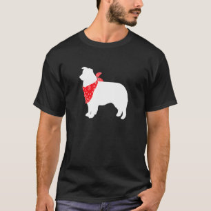 Aussie Australian Shepherd Dog Wearing Red Bandana T-Shirt