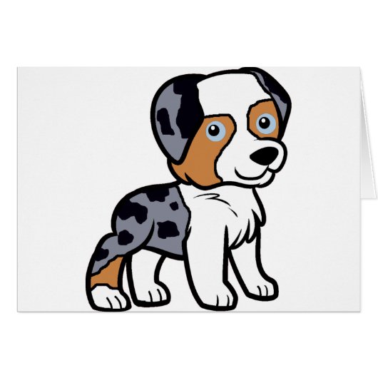 aussie blue merle cartoon cards (Front Horizontal)