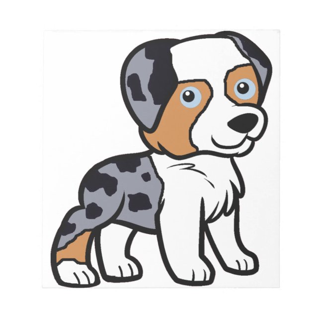 aussie blue merle cartoon notepad (Front)