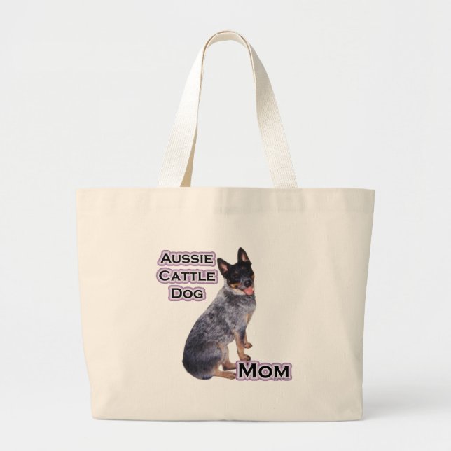 Aussie Cattle Mom 4 Large Tote Bag (Front)