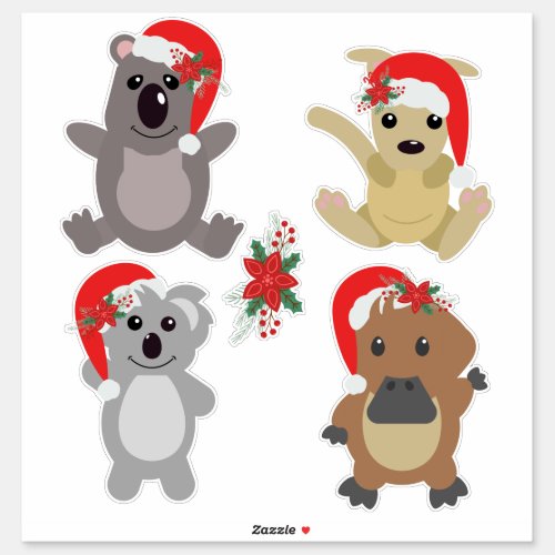 Aussie Christmas Animals Sticker