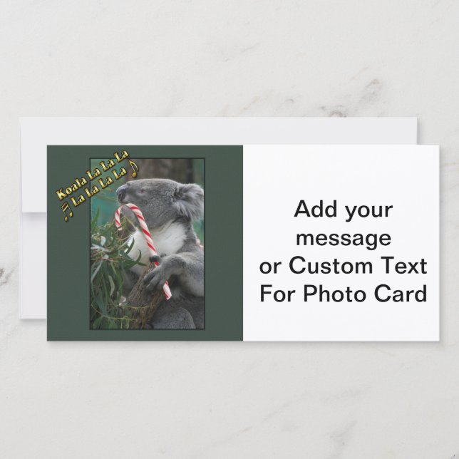 Aussie Christmas Koala with Candy Cane Holiday Card (Front)