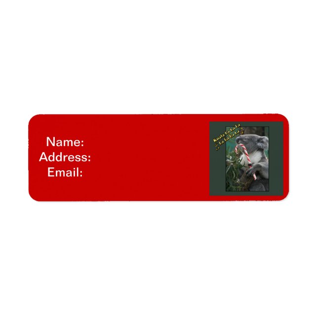 Aussie Christmas Koala with Candy Cane Label (Front)