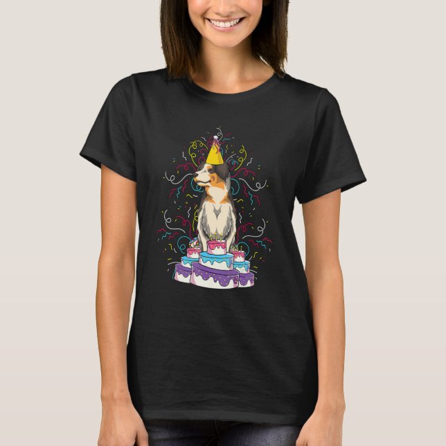 Aussie Dog   Animal Birthday Party Australian Shep T-Shirt (Front)