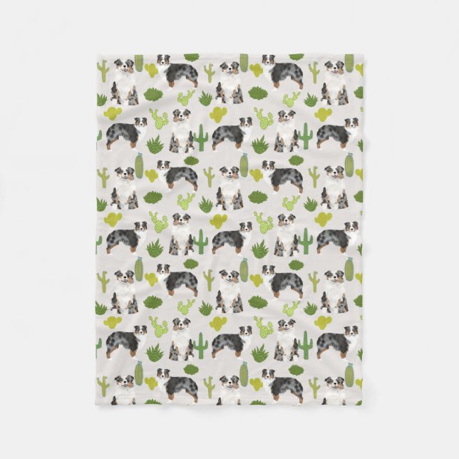 Aussie Dog Cactus Blanket - australian shepherd (Front)