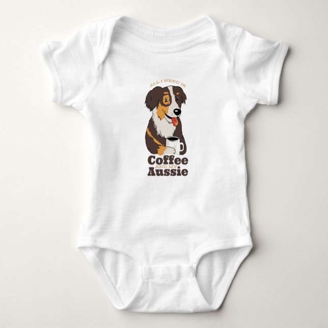 Aussie Dog Coffee Baby Bodysuit (Front)