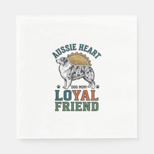 Aussie Dog Lover Vintage Engraved Shepherd Art_1 Napkins