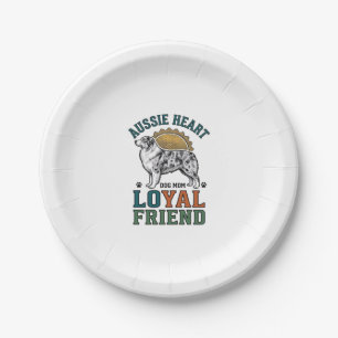 Aussie Dog Lover Vintage Engraved Shepherd Art_1 Paper Plates