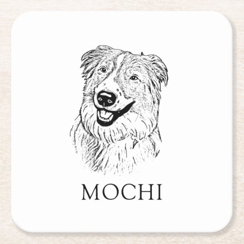 Aussie Dog Personalized Square Paper Coaster