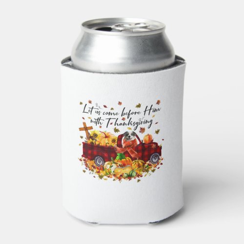 Aussie Dog Pumpkin Truck Fall Left Thanksgiving Ha Can Cooler