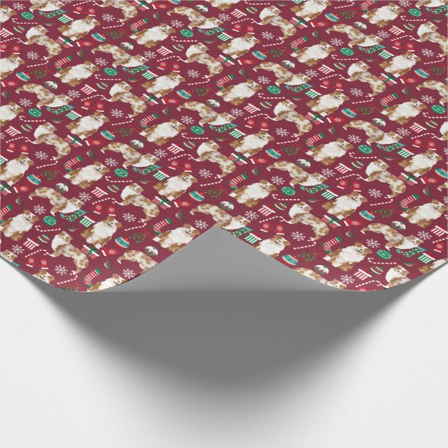 Aussie Dog red merle christmas Wrapping Paper (Corner)
