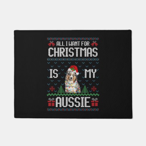 Aussie Dog Ugly Christmas Sweater Doormat