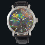 Aussie Fire Opal Watch<br><div class="desc">Australian Fire Opal illuminated from the back to bring out the vivid colors. Delete the tick marks on the clock face if you like, or try other styles of watches with this glittery faux-opal background. "Available on more products" with the link to the right. ✣ Try our other stores on...</div>