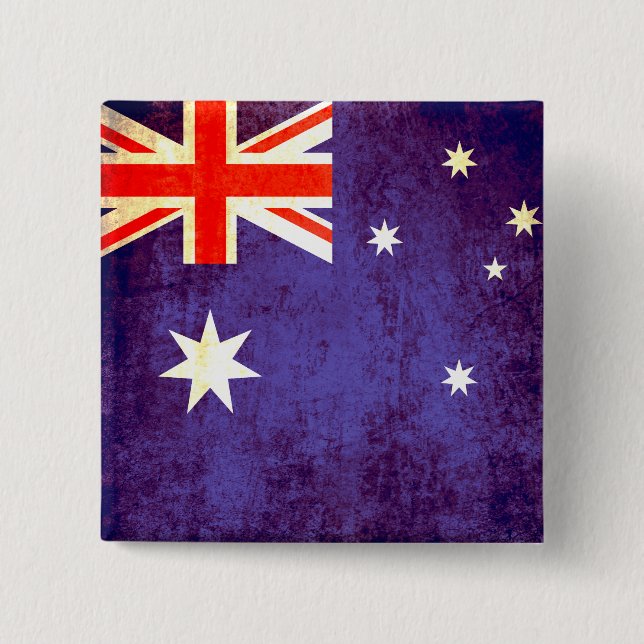 Aussie flag button badge in red white and blue (Front)