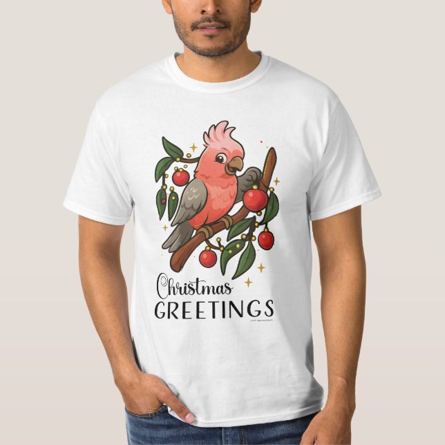 Aussie Galah Christmas Greetings T-Shirt (Front)