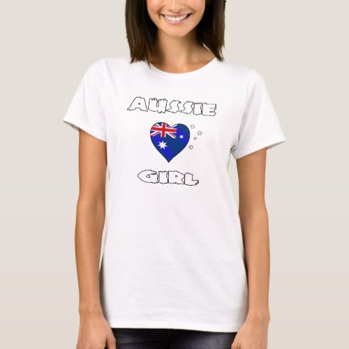 Aussie Girl Auatralian love heart Australia flag T_Shirt