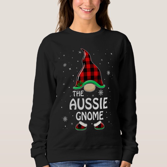 Aussie Gnome Buffalo Plaid Matching Family Christm Sweatshirt (Front)
