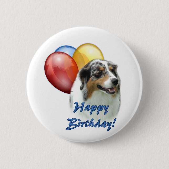 Aussie Happy Birthday Balloons Pinback Button (Front)