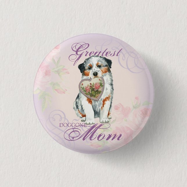 Aussie Heart Mom Button (Front)