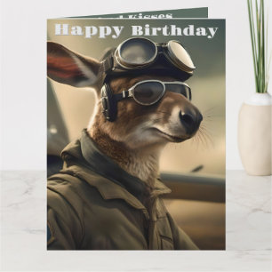 Aussie Kangaroo King Of The Airways, Birthday Card