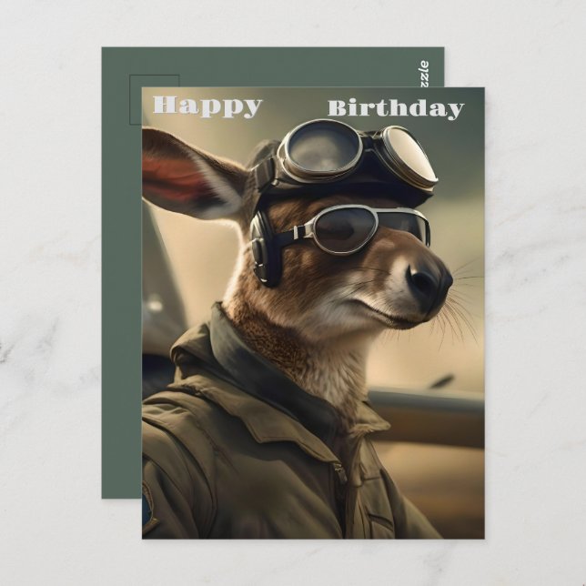 Aussie Kangaroo King Of The Airways, Birthday  Postcard (Front/Back)