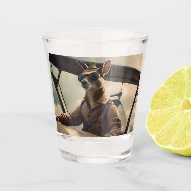 Aussie Kangaroo Pilot, Shot Glass (Front)