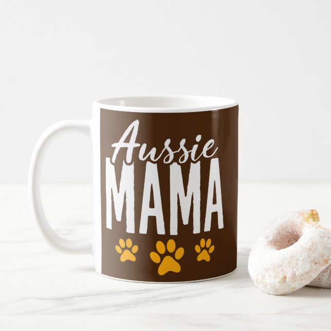 Aussie Mama Aussie Shepherd Aussie Mom  Coffee Mug (With Donut)