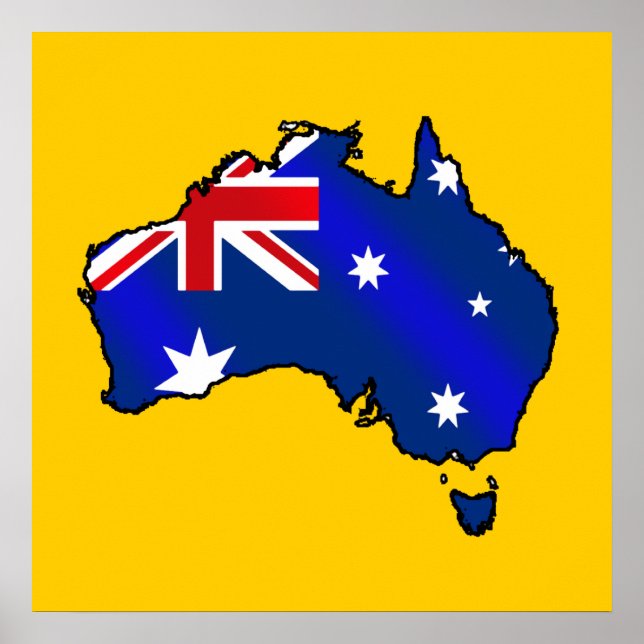 Aussie Map of Australia Oz flag gifts Poster (Front)