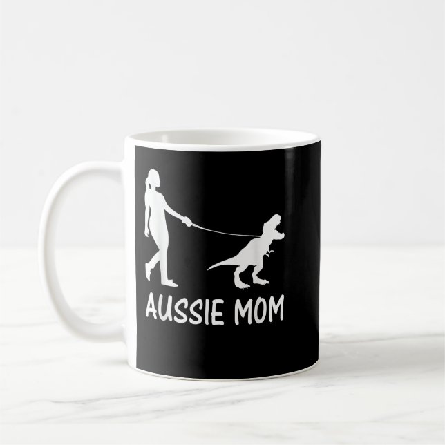 Aussie Mom Australian Shepherd Dog Dinosaur Women  Coffee Mug (Left)